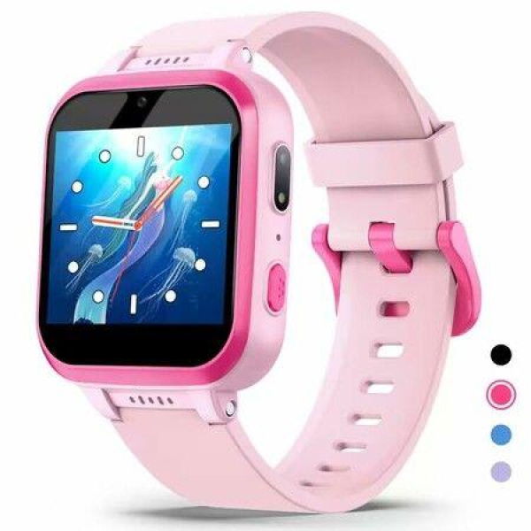 Kids Smart Watch with Puzzle Games HD Touch Screen Camera Video Music Player Pedometer Alarm Clock Flashlight Fashion Kids Smartwatch Gift,Age3+ (Pink)