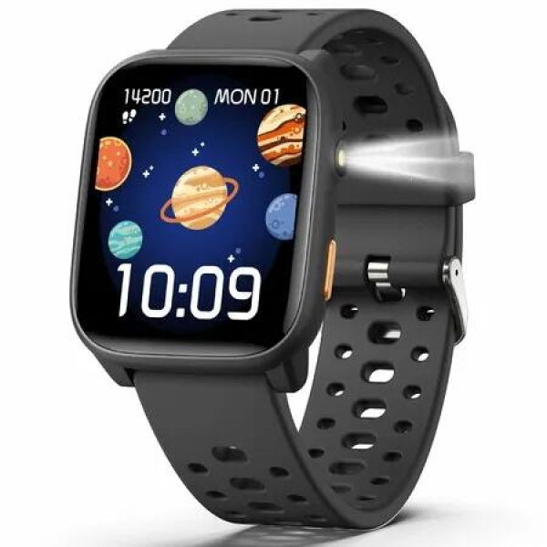 Kids Smart Watch with Puzzle Games,1.83In Kids Watches,Sleep Monitor,Pedometer,Alarm Clock,Flashlight,Age3+ Black