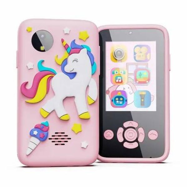 Kids Smartphone Toy Girls Boys Cell Phone Toy with 32G SD CARD Christmas Birthday Gifts for Kids Age 3-8 MP3 Music Player Dual Camera Pink