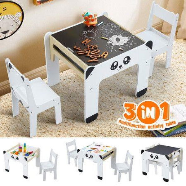 Kids Table And 2 Chairs Set Toddler Childrens Desk Furniture Baby Activity Centre Study Drawing Reading Wooden With Storage