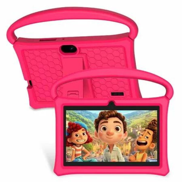 Kids Tablet 7 Inch, Android 11 Tablet 4GB RAM 32GB ROM with Bluetooth, WiFi, Parental Control, Dual Camera, Shockproof Case(Pink)