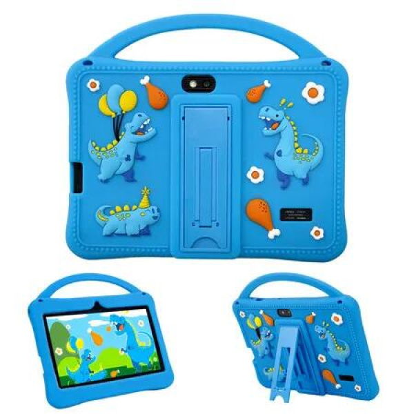 Kids Tablet 7 Inch IPS HD Screen 2GB RAM 32GB Parental Control Dual Camera Dinosaur Case Christmas Birthday Gift COL Blue