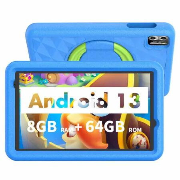 Kids Tablet 8 Inch Android 13 4GB RAM 64GB ROM Parental Control Educational Apps Learning Case Child Friendly Gifts
