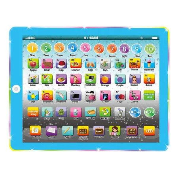 Kids Tablet Learning Pad Toddler Tablet with ABC Word Song Music Number Electronic Interactive Toy for Educational Preschool Boys and Girls 3 4 5 Years Old, Blue