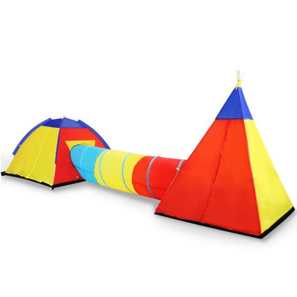 Kids Tent & Teepee Tunnel Play Set With Kid-Friendly Durable Nylon Material.