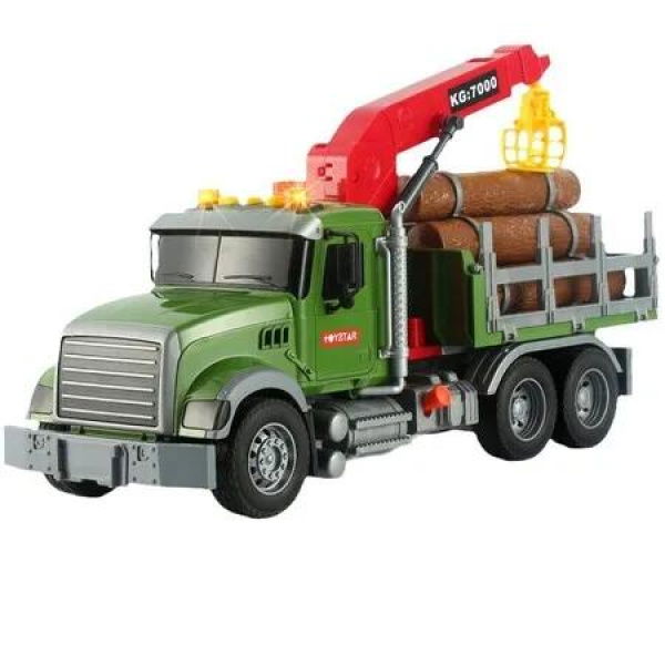 Kids Toys for 3 4 5 6 7 Years Old Boys,Large Timber Truck with Loading Crane and 6 Trunks,Birthday Gifts for Boy Girls