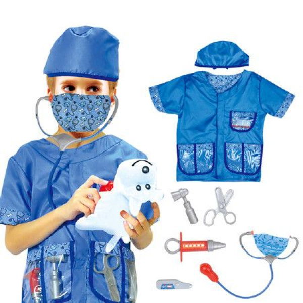 Kids Veterinarian Doctor Dress Up And Accessories Pretend Role Play Costume Set