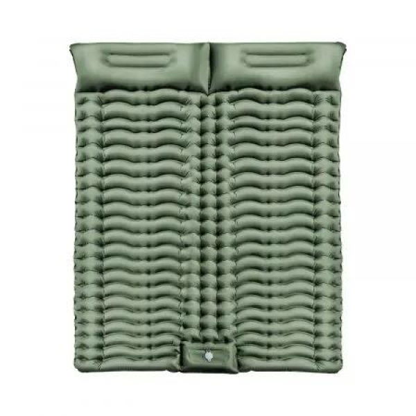 KILIROO Double Inflatable Camping Sleeping Pad with Pillow (Army Green) KR-ISP-102-HZ