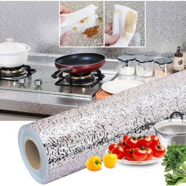 Kitchen Backsplash Sticker Oil-proof Sticker Waterproof Sticker Aluminum Foil Sticker For Kitchen Drawers/cabinets/countertops (40*300cm).