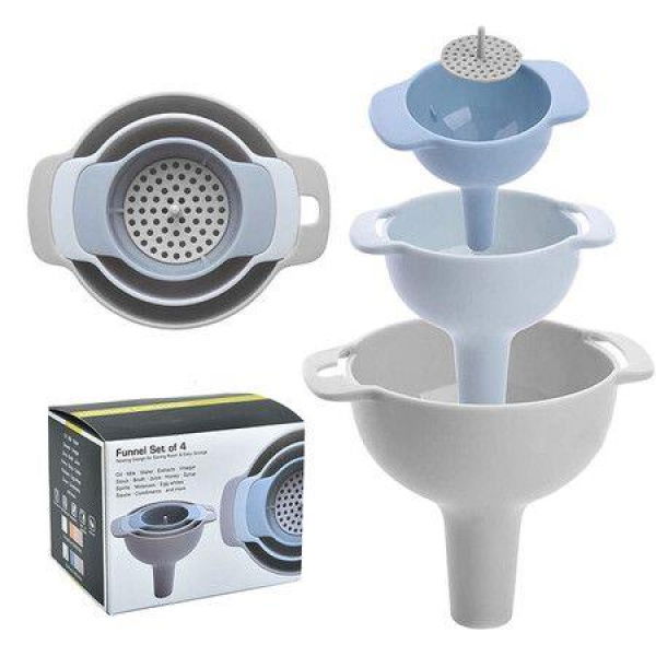 Kitchen Funnel With Detachable Strainer Filter - Small/Medium/Large Funnel For Filling Bottles With Oil Liquid Food Powder.