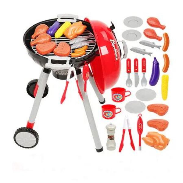 Kitchen Toy Set, Toy BBQ Grill Set, Cooking Toy Set, Little Chef Play, Kids Grill Playset Interactive BBQ Toy Set for Kids, Christmas Birthday Gift for Boys Girls Kids Age3+