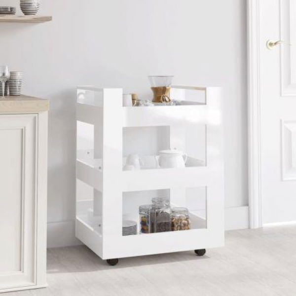 Kitchen Trolley High Gloss White 60x45x80 Cm Engineered Wood