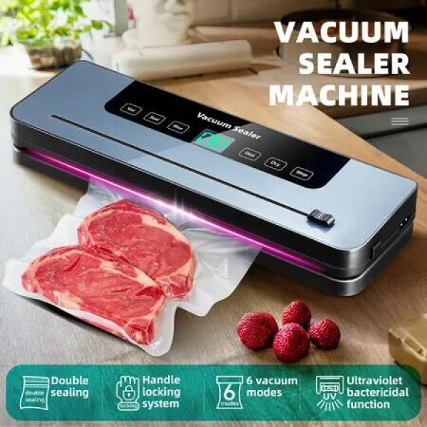 Kitchen Vacuum Sealer Fresh Meat Dry Wet Food Saver Storage Machine Heat Packing 80Kpa 120W Countertop Automatic Airtight Sous Vide Vac Jar with Bags