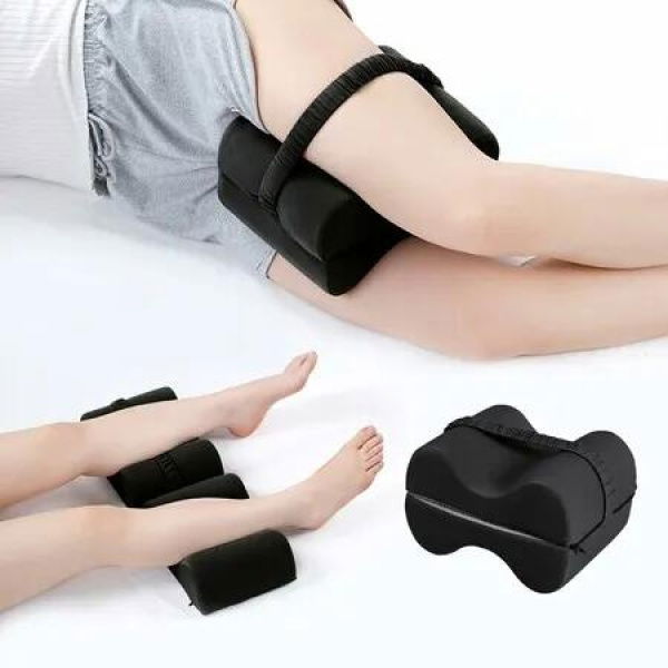 Knee Pillow for Side Sleepers Foldable 2-in-1 Design, Memory Leg Pillow for Side Sleeping, Support Pillow for Relax Sciatica Hip Pregnancy (Black)