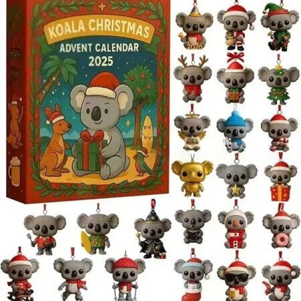 Koala Advent Calendar 24DAYS Christmas TREE Collectable Advent Calendar Blind Box 2D Flat Acrylic Ornament Countdown Christmas Girls Gift