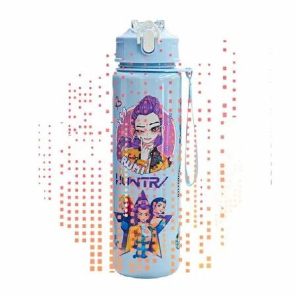 Kpop Cartoon Anime Tumblerâ€“Reusable Anime Hard Plastic Water Bottle with Lid & Straw Eco-Friendly for Kids Christmas Gifts 700ml/24oz (Blue)