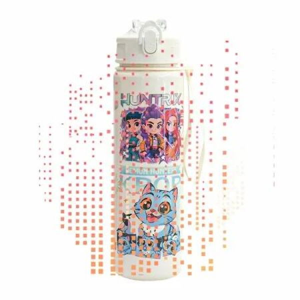 Kpop Cartoon Anime Tumblerâ€“Reusable Anime Hard Plastic Water Bottle with Lid & Straw Eco-Friendly for Kids Christmas Gifts 700ml/24oz (White D)