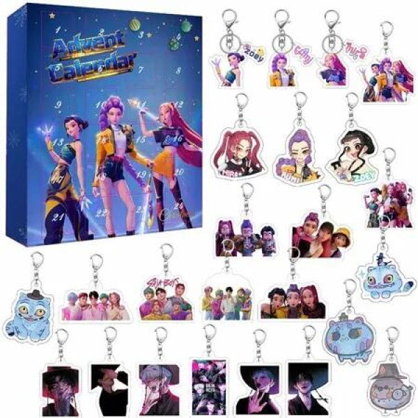 Kpop Demon Advent Calendar 2025,Keychain Countdown Calendar with 24 Keychain Toys Gifts,Halloween Christmas Decorations Advent Calendar