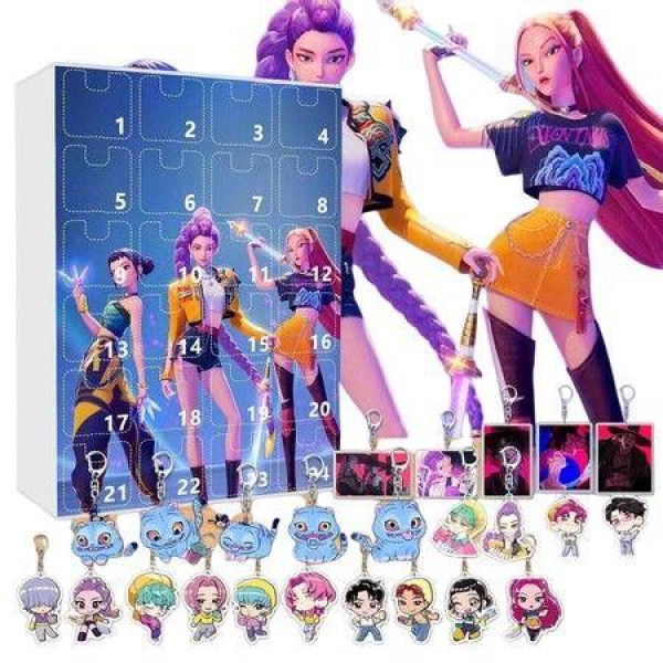 KPOP Demon Hunters 3D Christmas Advent Calendar Keychain Blind Box Ideal For KPOP Fans And Collectors 24-Day Countdown