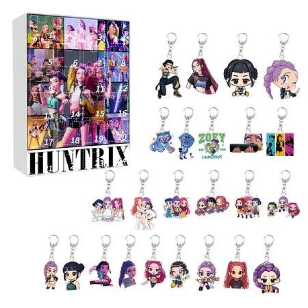 Kpop Demon Hunters Christmas 24 Day Advent Calendar 2D Flat Keychain Ornaments For Chrisimas Decoration Gift