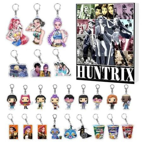 KPOP Demon Hunters Christmas Countdown Advent Calendar 2D Flat Pendant 24 Day Hanging Ornaments For Chrisimas Gift Decoration