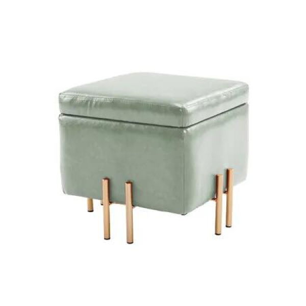 La Bella Storage Ottoman Cube Seat 45cm Chest Couch Tuffet Foot Stool PU Leather - Green