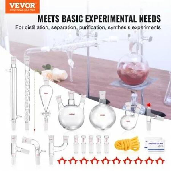 Lab Glassware Distillation Kit 1000ml 3.3 Boro 29 pcs Glassware Equipment