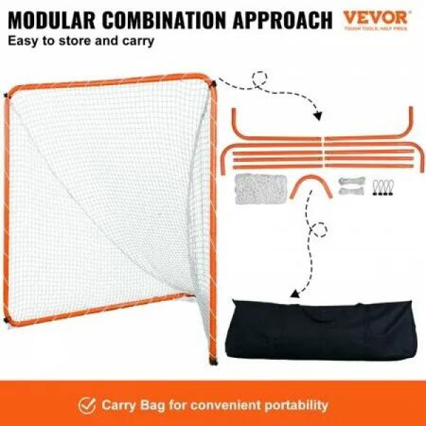 Lacrosse Goal 6' x 6' Lacrosse Net Steel Frame Backyard Lacrosse Training Equipment Portable Lacrosse Goal with Carry Bag Quick & Easy Setup Perfect