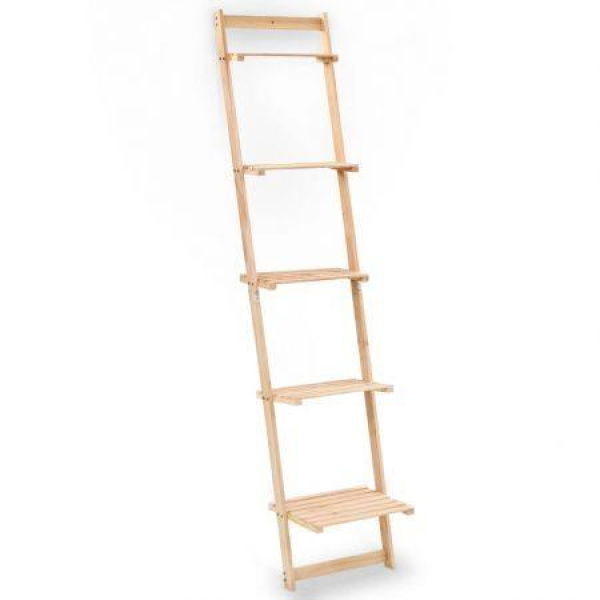 Ladder Wall Shelf Cedar Wood 415x30x176 Cm