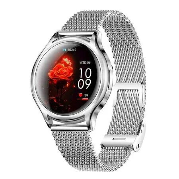 Ladies Smart Watch Bluetooth Call Sports Fitness Tracker Body Sleep Monitor Steel Smart Bracelet Waterproof Women Smartwatch Color Silver