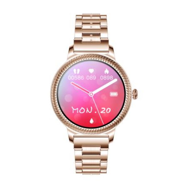 Ladies' Women Smartwatch with Heart Rate and Blood Oxygen Monitoring, Message Notifications Valentine's Christmas Gift for Wife Girlfriend Solid Gold-Tone Steel Band.