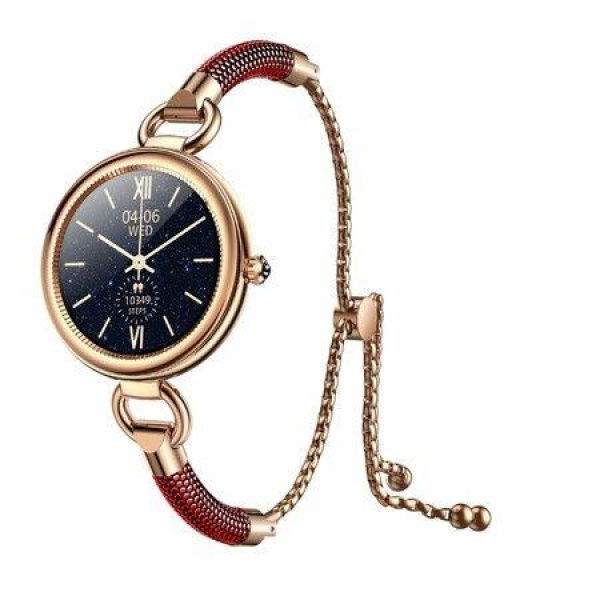 Lady Smart Chain Bracelet Watch HD Full-touch IPS Color Screen Waterproof Health Monitor For Women (Gold-Red)