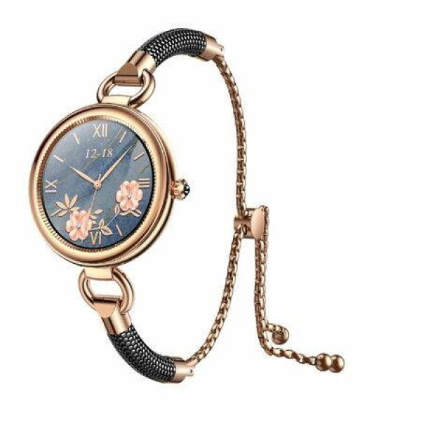 Lady Smart Chain Bracelet Watch Waterproof HD Full-touch IPS Color Screen for Women (Gold-Black)