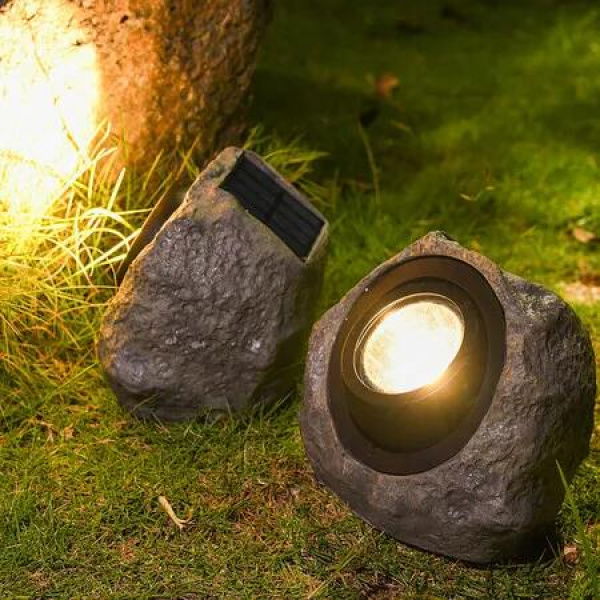 Landscape Rock Light, Solar Powered Garden Lights, Waterproof Decorative LED Spotlight for Pathway, Walkway, Patio, Yard,1 Pack