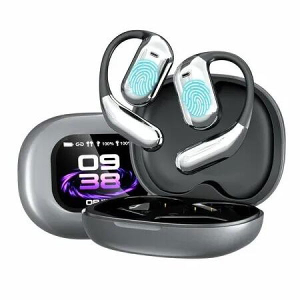 Language Translator Earbuds,3-in-1 Translation Earbuds with 144 Languages Online,Bluetooth 5.4 Intelligent Touch Screen Ear Buds Real Time (Grey)