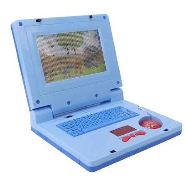 Laptop Educational Learning Computer Simulator Notebook Intelligence Early Education with Light Music Child Gift LCD Screen Keyboard Mouse Blue