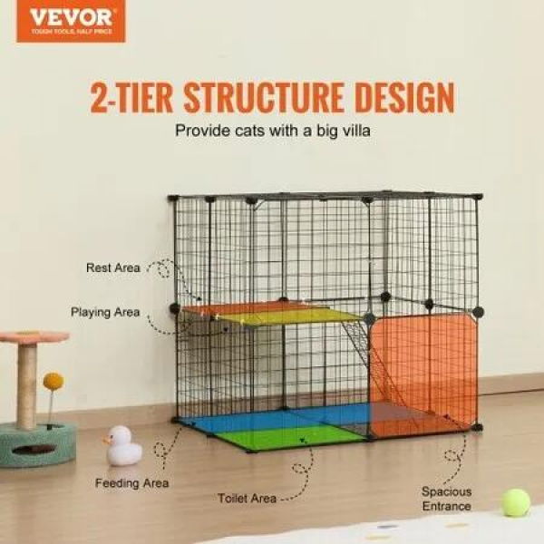 Large 2-tier Cat Cage 28 x 28 x 28 Metal Wire Playpen Catio with Ladder