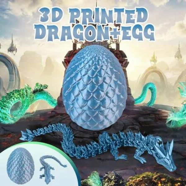 Large 3D Printed Crystal Dragon Magic Fidget Toy Home Decor Articulated Laser Printing Figurine for Autism ADHD Children Christmas Birthday Gifts