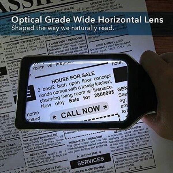 Large 3x Magnifying Glass With 10 Anti-Glare And Fully Dimmable LED For Reading Small Fonts Low Vision SeniorsInspection