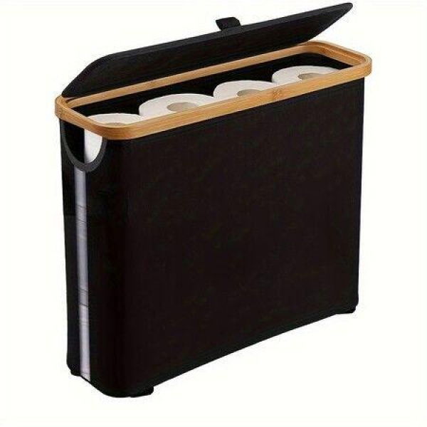 Large Capacity Toilet Paper Storage Basket With Lid,Holds Up To 12 Rolls Of Toilet Paper,Lightweight Toilet Paper Holder With Side Storage Window.