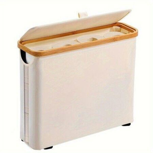 Large Capacity Toilet Paper Storage Basket With Lid,Holds Up To 12 Rolls Of Toilet Paper,Lightweight Toilet Paper Holder With Side Storage Window.