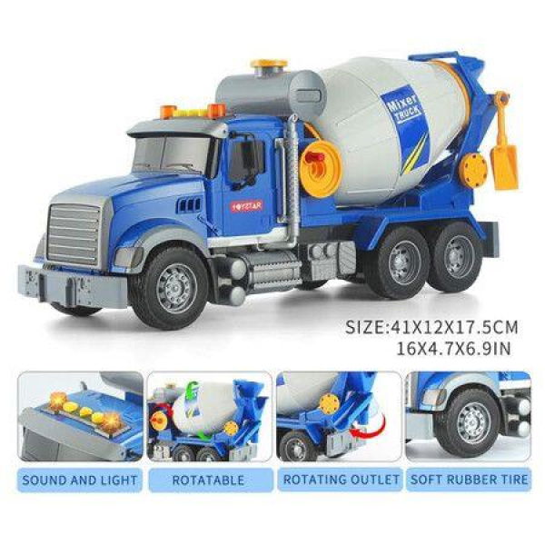 Large Cement Mixer Toy with Lights and Sounds Construction Truck for Kids