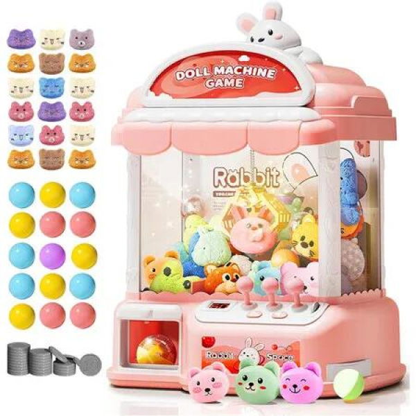 Large Claw Machine,Musical Electronic Arcade Game Console with Adjustable Sound Christmas Birthday Gift for Kids,Includes 30 Toys and 20 Surprise Eggs