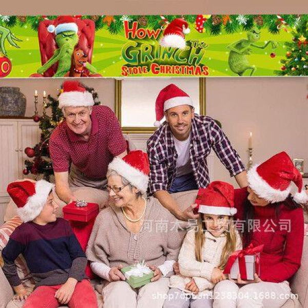 Large Grinchs Christmas Banner, Christmas Banner Sign, Welcome to Christmas Backdrop Christmas Decorations 300 x 50 cm