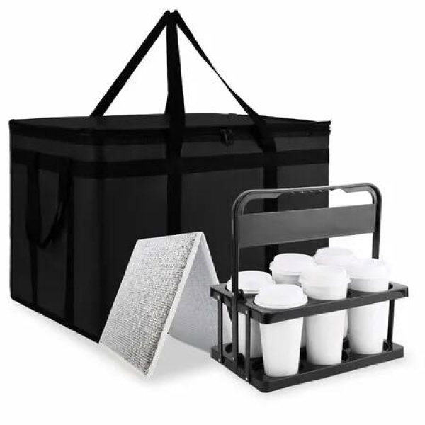 Large Insulated Food Delivery Bag And Drink Carrier With Hard Bottom For Pizza Grocery Catering Travel Hot And Cold Food Transport