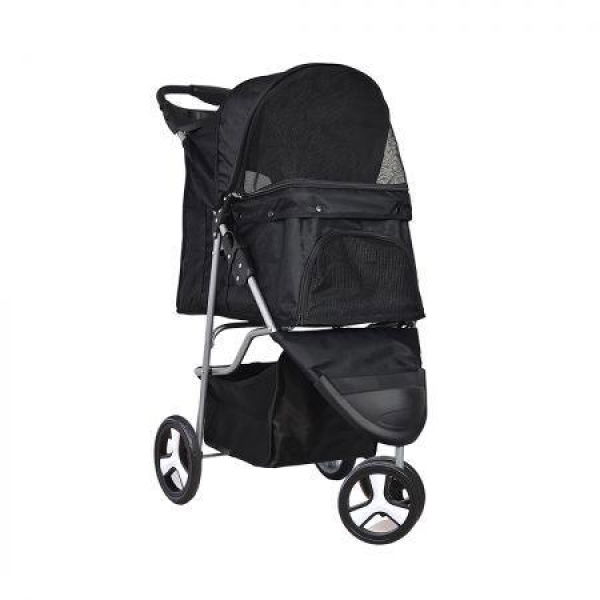 Large Pet Stroller Dog Cat Carrier Black