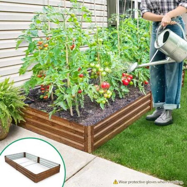 Large Raised Garden Bed Planter Box Flower Vegetable Herb Container Guard Holder 240x120x30cm Metal Rectangle for Indoor Outdoor Yard Balcony Patio