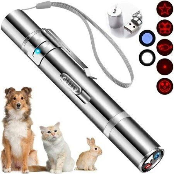 Laser PointerCat Toys For Indoor CatsKitten Dog Laser Pen ToyRed Dot LED Light Pointer Interactive Toys For Indoor Cats DogsUSB Charging5 Switchable Patterns