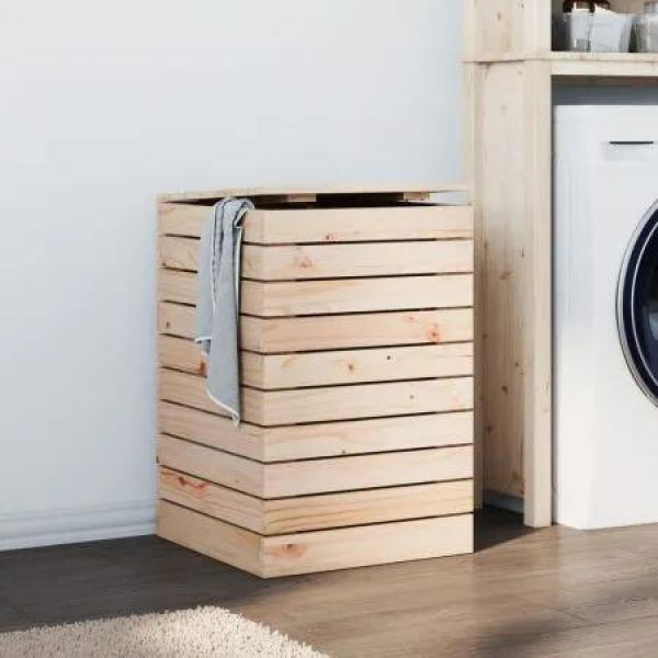 Laundry Basket 44x44x66 cm Solid Wood Pine