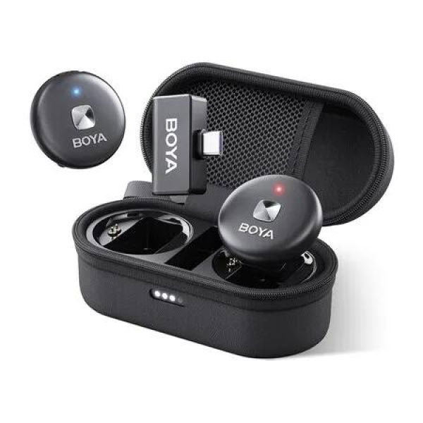 Lavalier Microphone for Android Type C Phone Noise Cancellation, 5h Battery Life, 164ft, Charging Case USB-C Lapel Podcast Microphone Mic for Video Recording, Vlogging